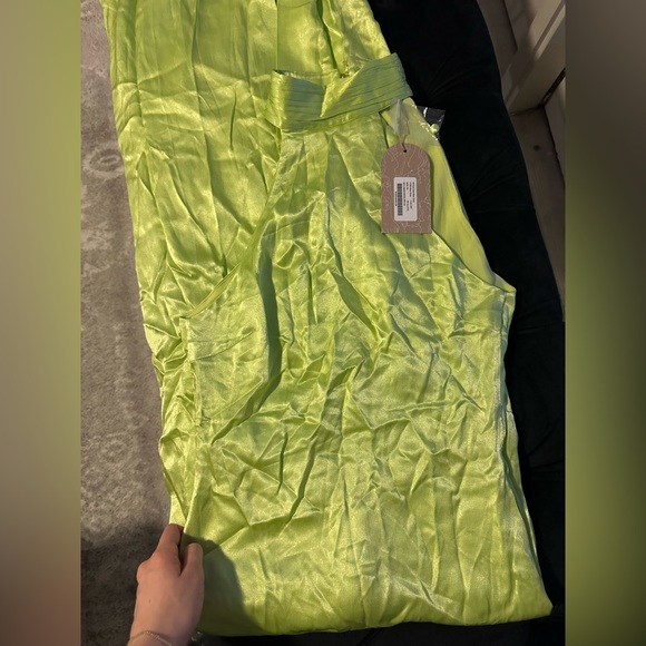 Satin Drape Back Maxi Dress - Pistachio Green - Picture 7 of 8